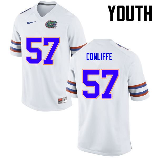 NCAA Florida Gators Elijah Conliffe Youth #57 Nike White Stitched Authentic College Football Jersey NBJ1564BD